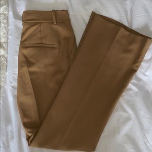 Zara Tan Wide Leg Pleated Work Dress Pants